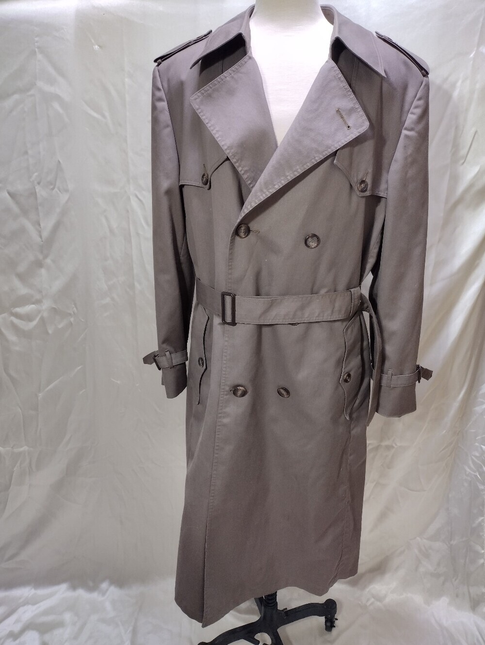 VTG Christian Dior Monsieur Brown Men's 42L Double Breasted Lined Trench Coat